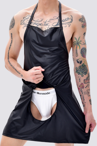 Blackened Signal Cutout Leather Apron