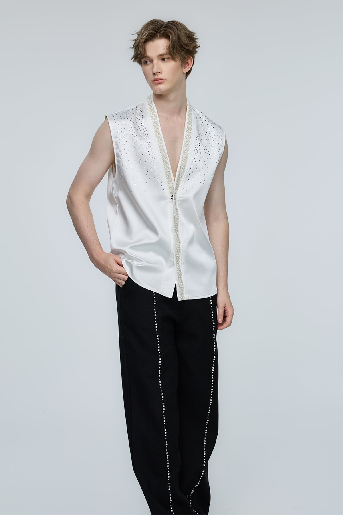 Blaze Tint Rhinestone Sleeveless Top