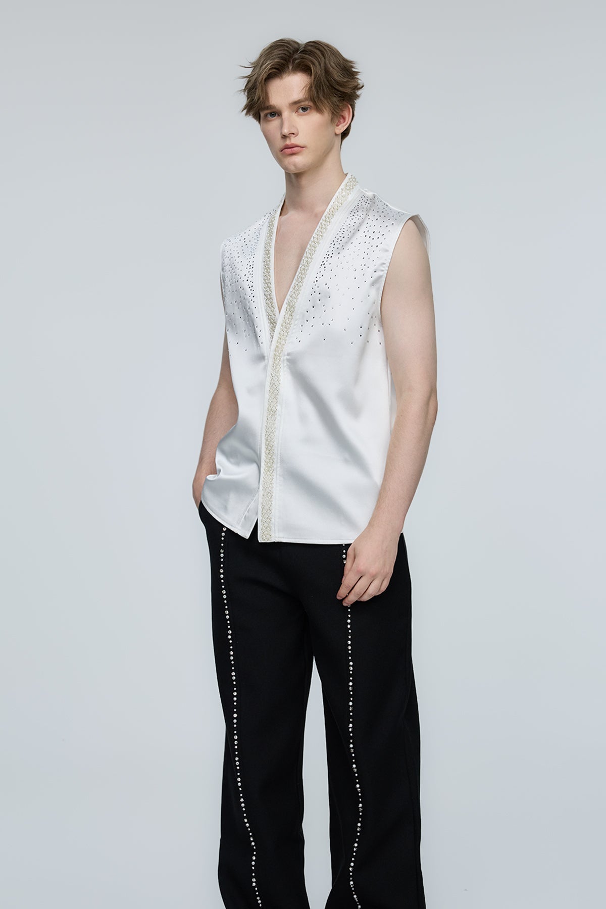 Blaze Tint Rhinestone Sleeveless Top