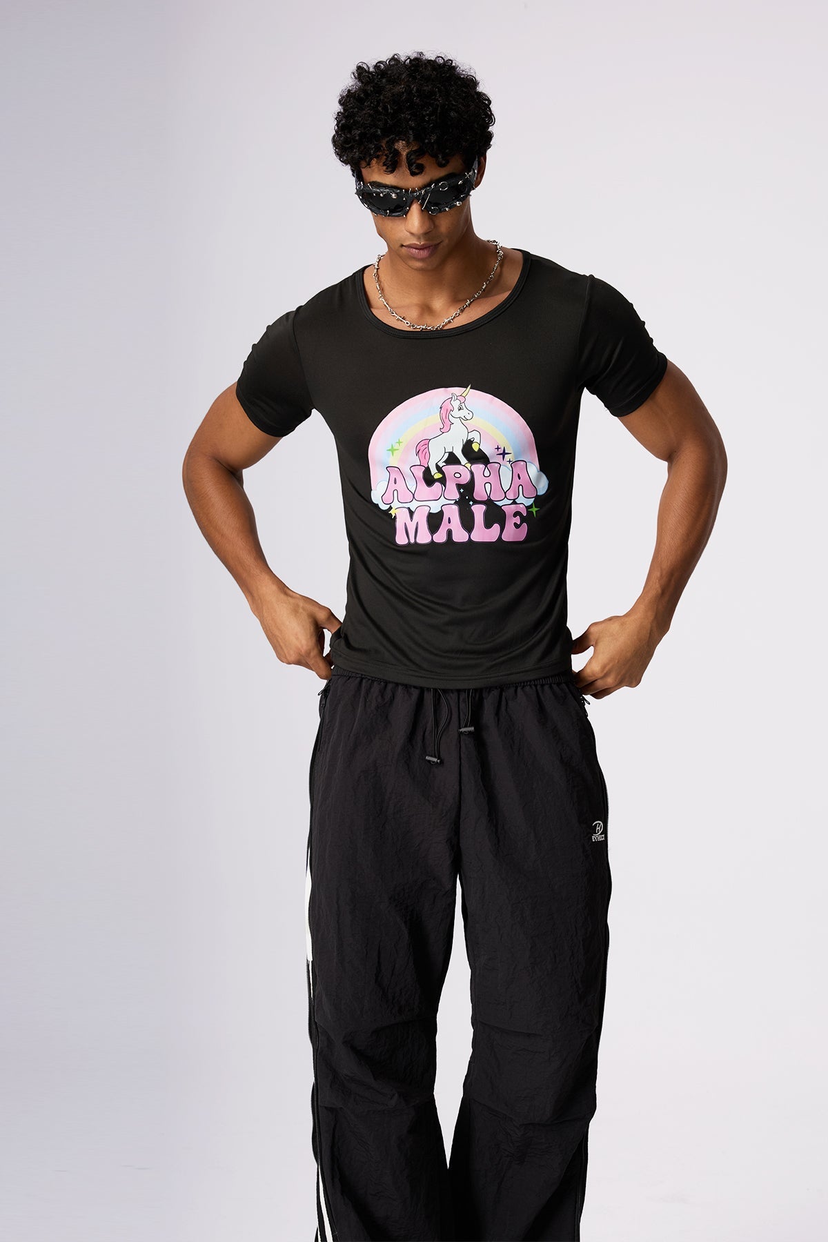 Blind Mode Unicorn Rainbow Top Black