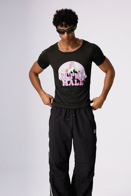 Blind Mode Unicorn Rainbow Top Black
