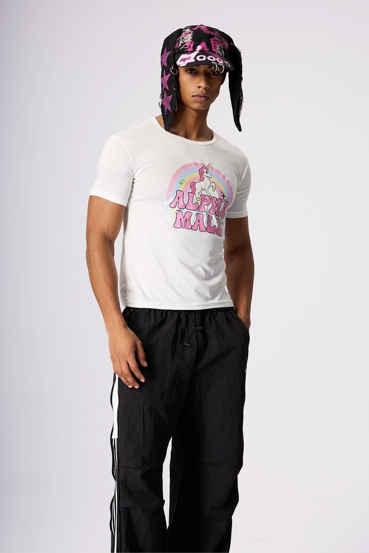 Blind Mode Unicorn Rainbow Top White