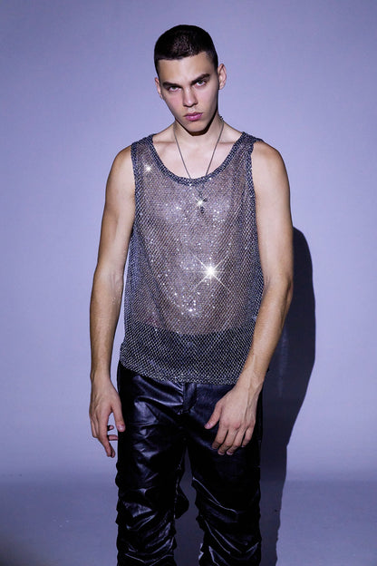Bling Pulse Woven Mesh Sequin Vest