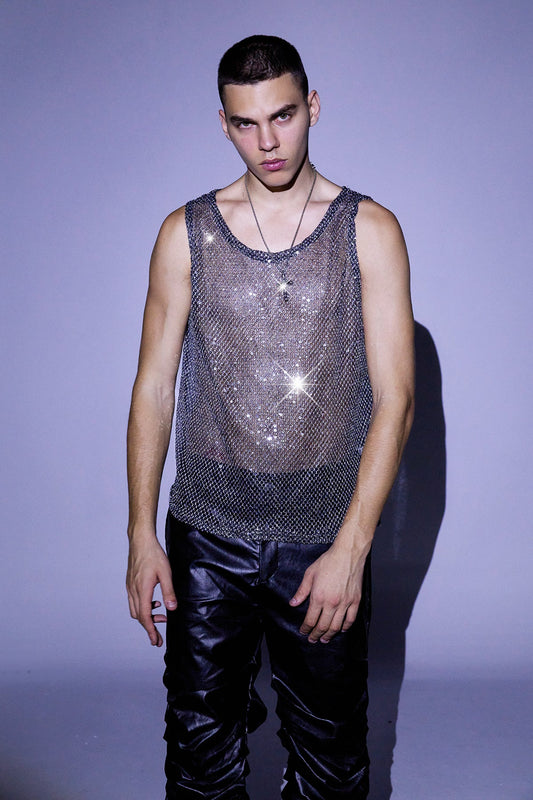 Bling Pulse Woven Mesh Sequin Vest