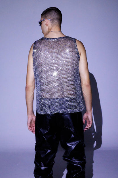 Bling Pulse Woven Mesh Sequin Vest