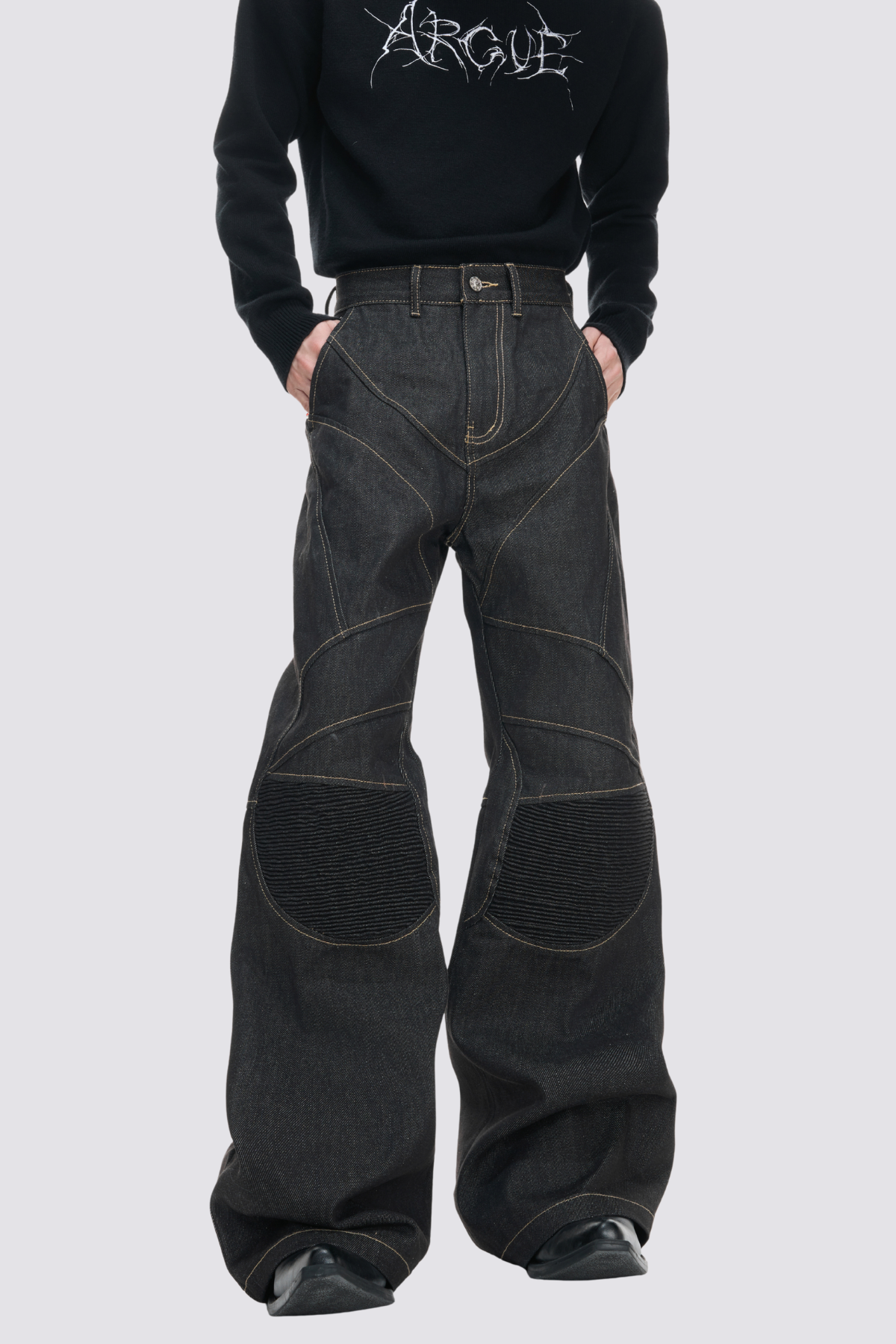 Block Path Bootcut Jeans