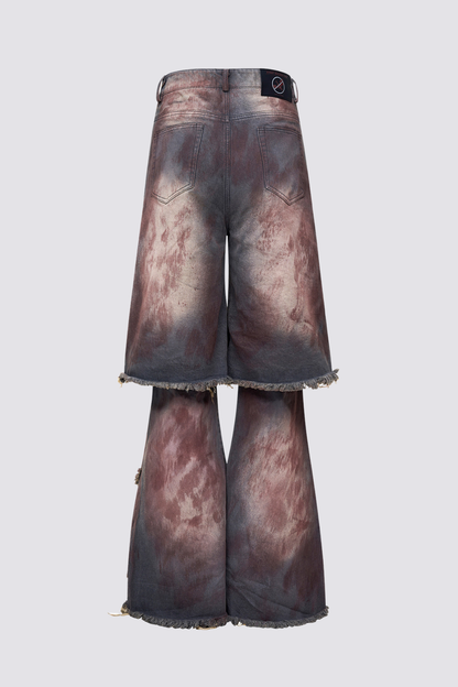 Blue Clash Straight Ripped Jeans