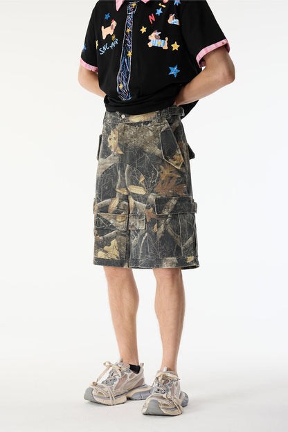 Blunt Noise Camouflage Denim Shorts