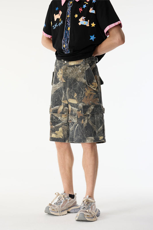 Blunt Noise Camouflage Denim Shorts