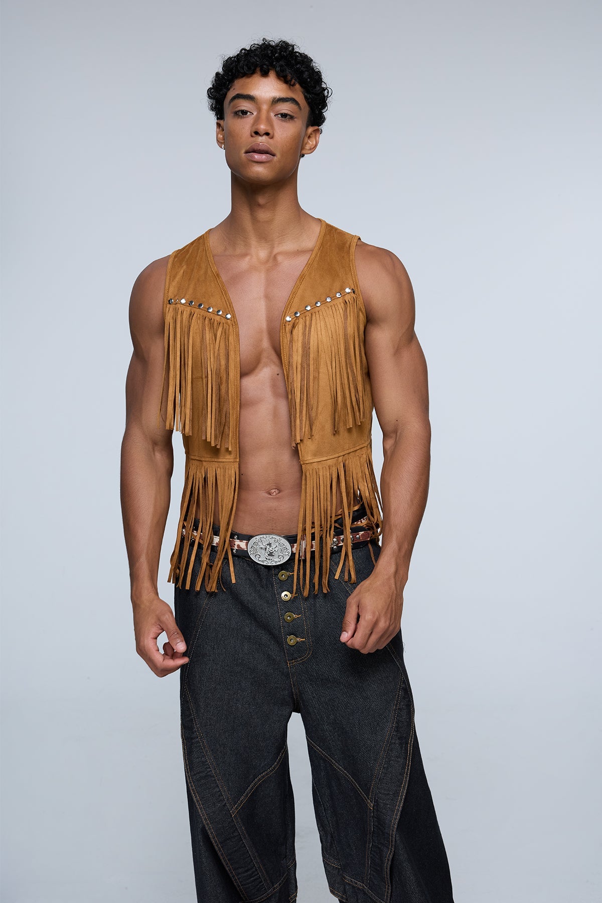 Blur Stitch Fringe Vest