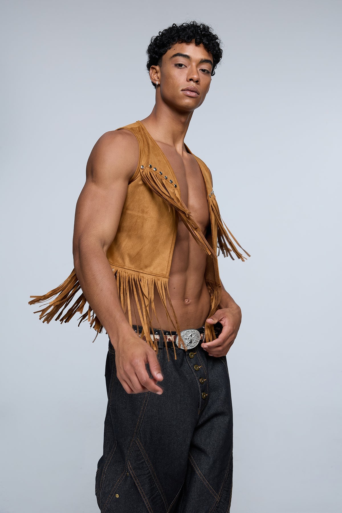 Blur Stitch Fringe Vest