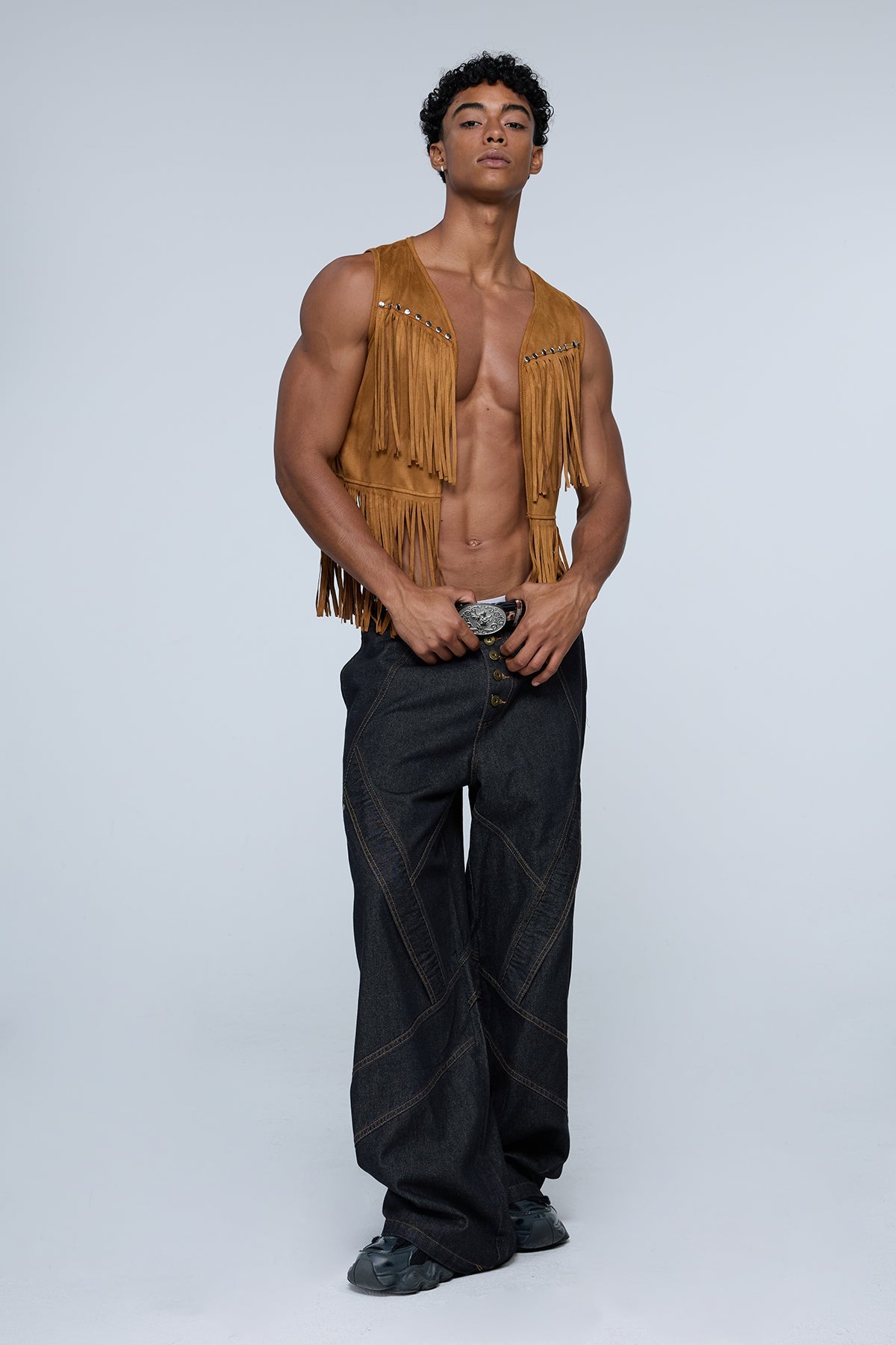 Blur Stitch Fringe Vest