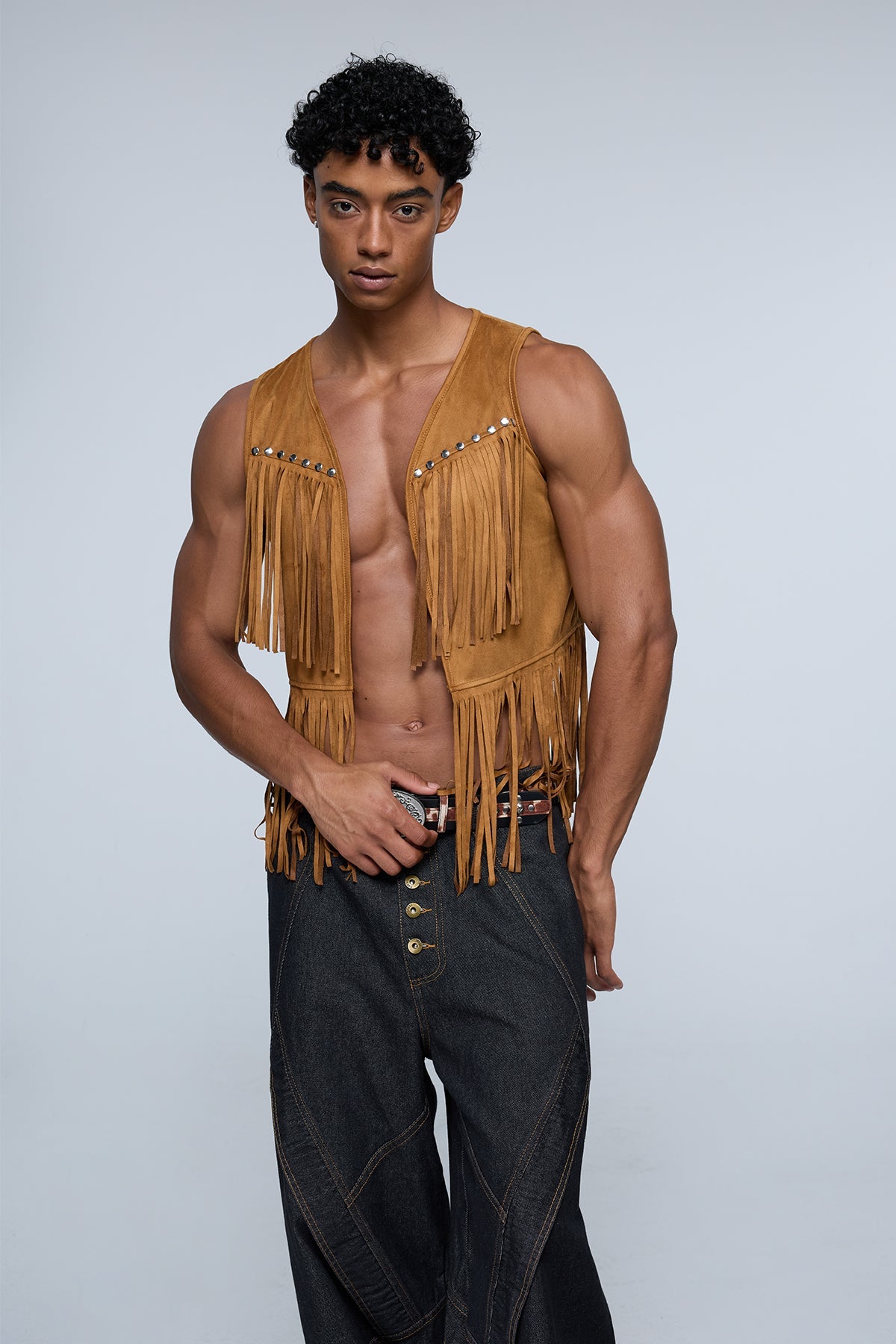 Blur Stitch Fringe Vest