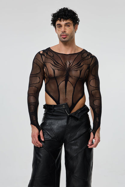 Body Continuum Long Sleeve Mesh Spider Bodysuit