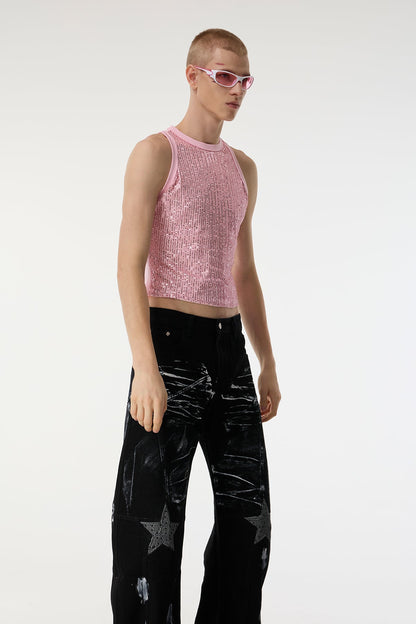 Body Spark Sequin Sleeveless Crop Top