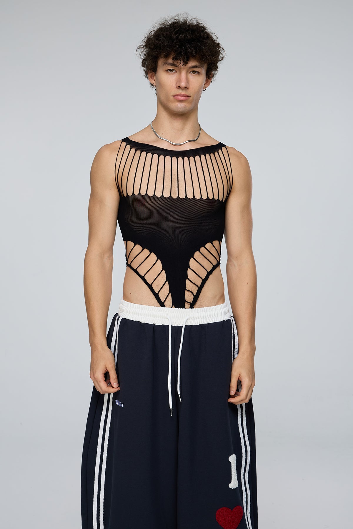 Body System Cutout Fishnet Bodysuit