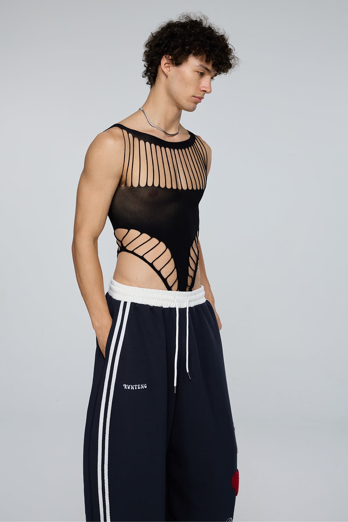 Body System Cutout Fishnet Bodysuit