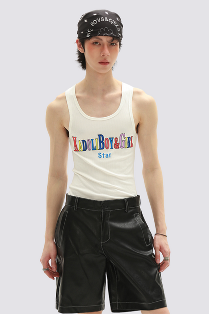 Bold Signal Print Sleeveless Top
