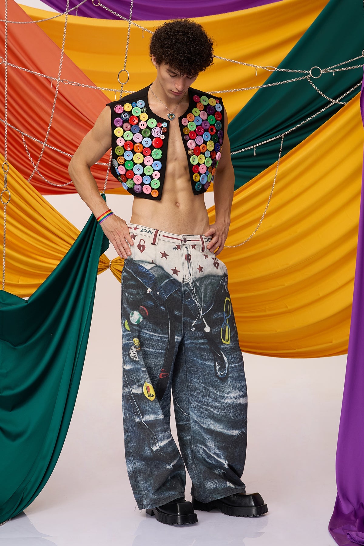Bold Spark Button Crop Vest