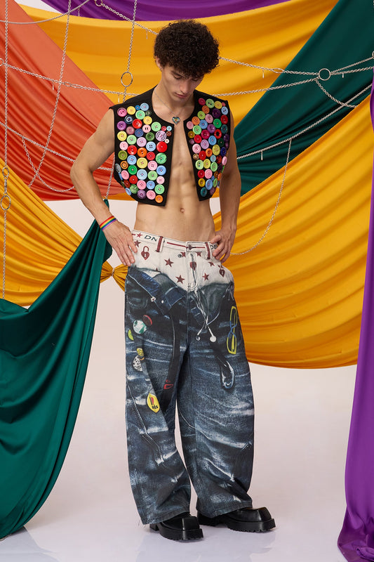Bold Spark Button Crop Vest