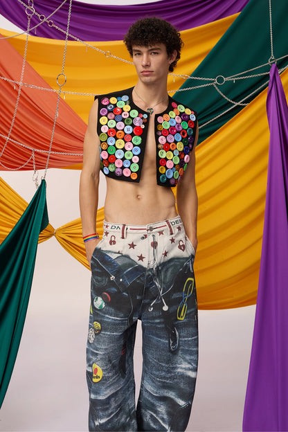 Bold Spark Button Crop Vest