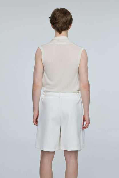 Bold Vista Knit V Neck Sleeveless Top Beige