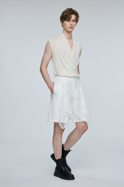 Bold Vista Knit V Neck Sleeveless Top Beige