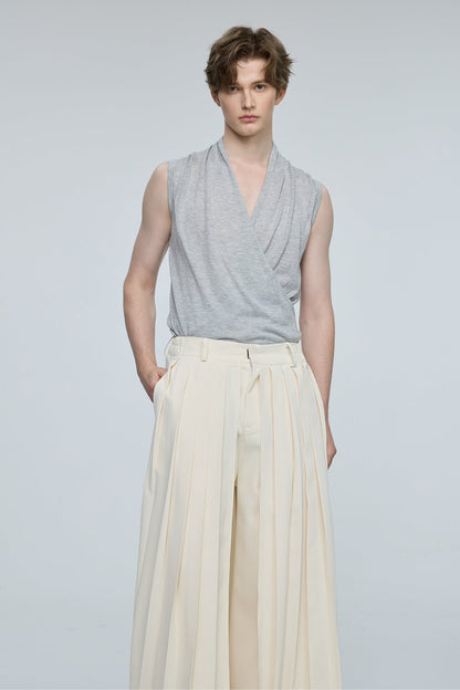 Bold Vista Knit V Neck Sleeveless Top Grey