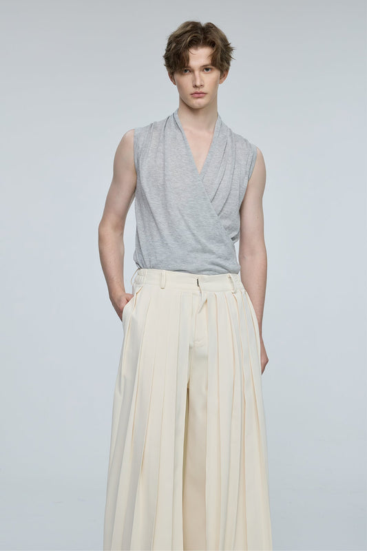 Bold Vista Knit V Neck Sleeveless Top Grey