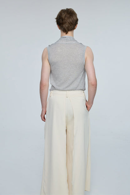 Bold Vista Knit V Neck Sleeveless Top Grey