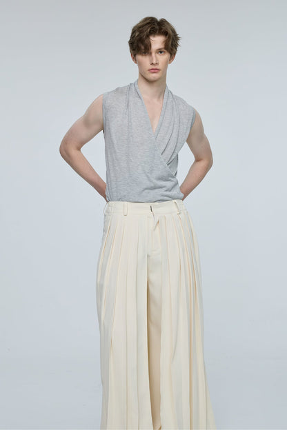 Bold Vista Knit V Neck Sleeveless Top Grey