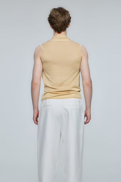 Bold Vista Knit V Neck Sleeveless Top Yellow