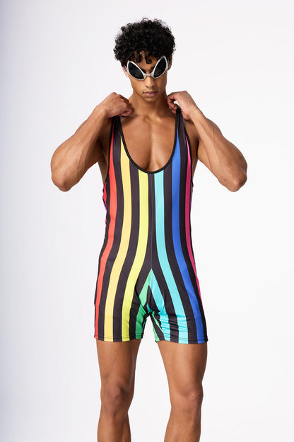 Bold Wrap Sleeveless Spaghetti Playsuit Multi