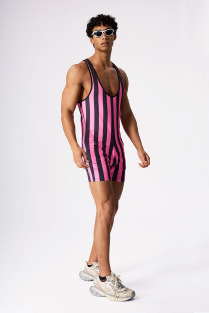 Bold Wrap Sleeveless Spaghetti Playsuit Rose Red