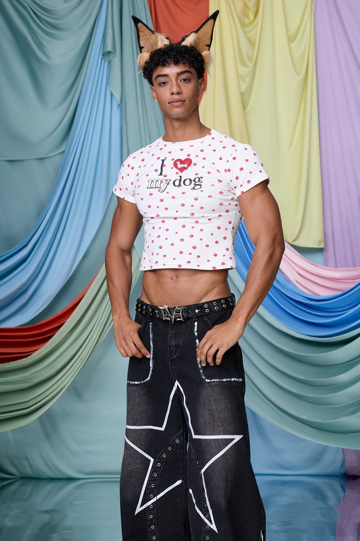 Bubble Matrix Rhinestone Print Crop Top
