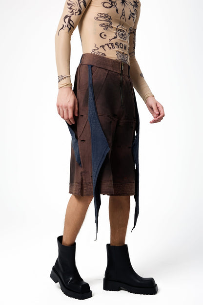 Burnout Blues Straight Zipper Shorts