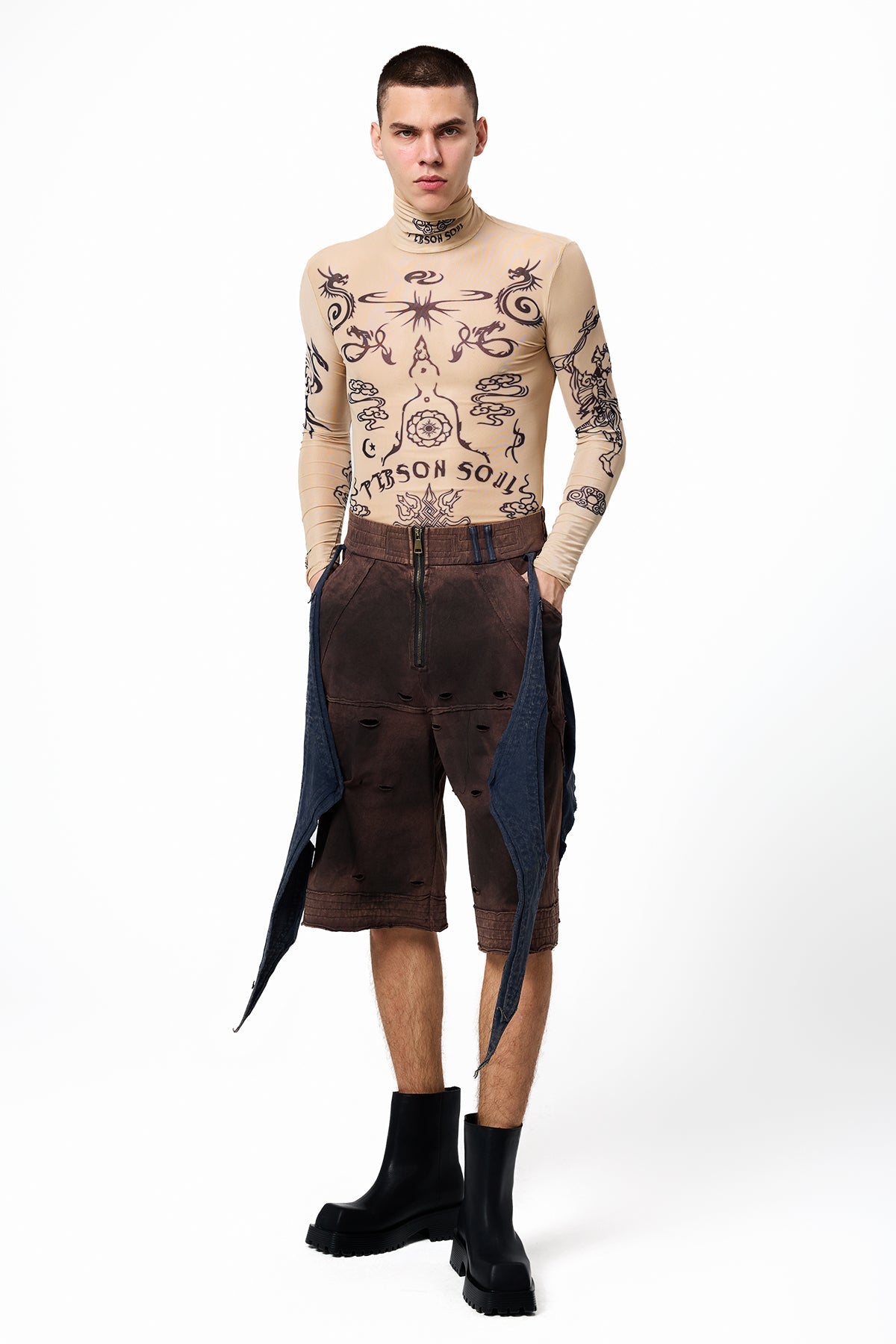 Burnout Blues Straight Zipper Shorts
