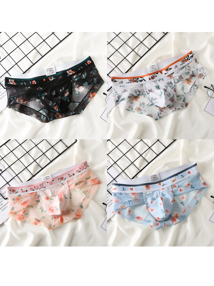 4 Pack Men’s Flower Print Pouch Briefs