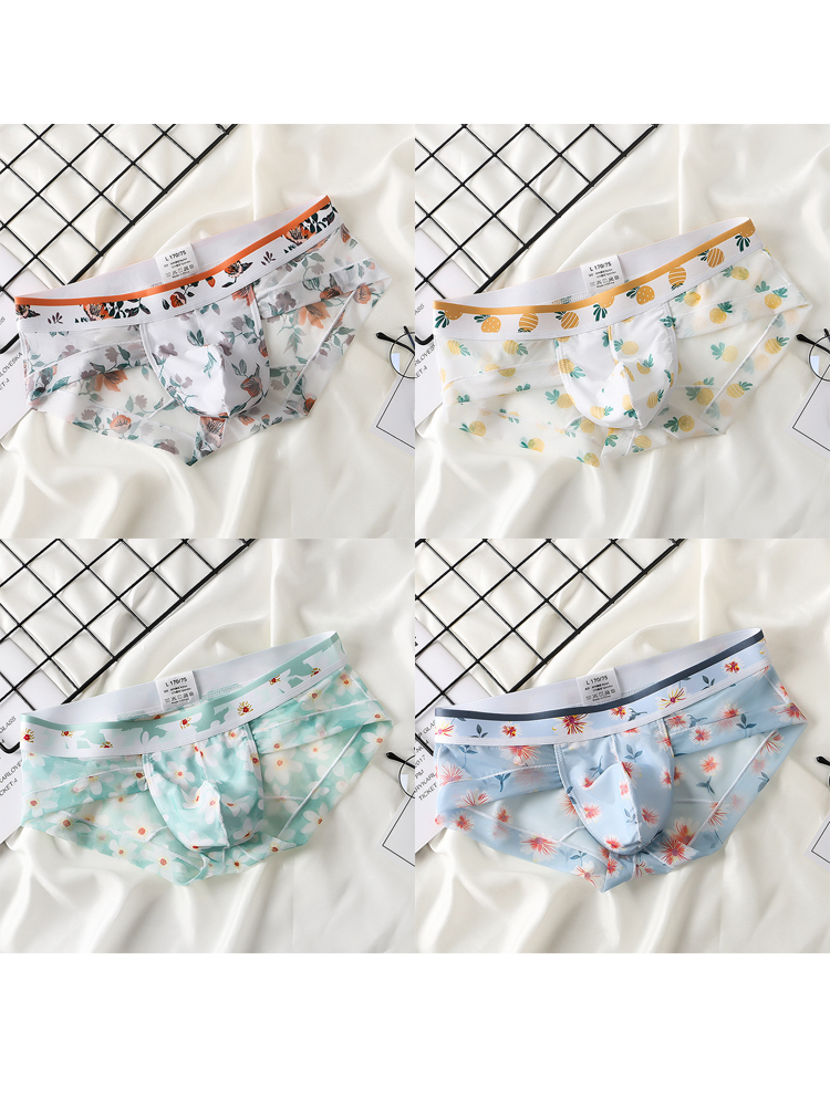4 Pack Men’s Flower Print Pouch Briefs