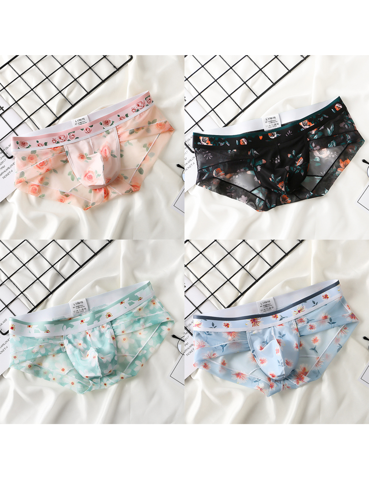 4 Pack Men’s Flower Print Pouch Briefs