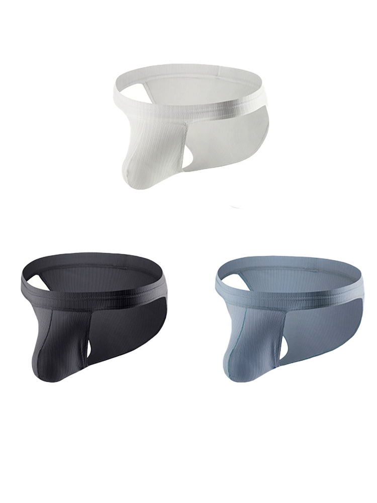 3 Pack Men's Threaded Fabric Briefs with U Convex Pouch