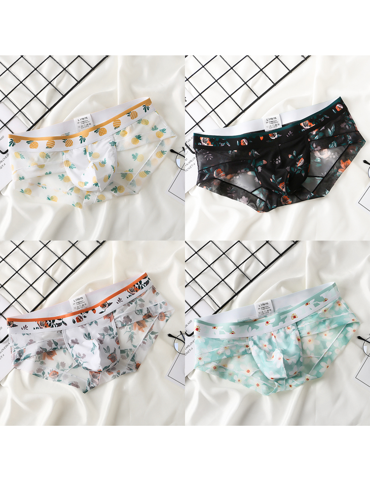4 Pack Men’s Flower Print Pouch Briefs