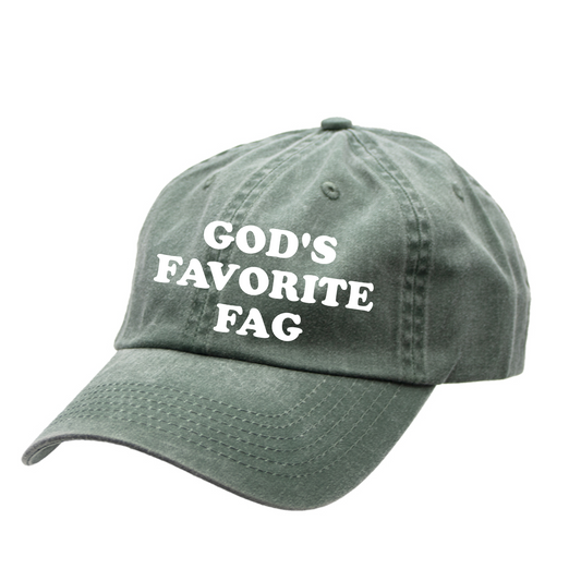 God's Favourite Fag | Stone Washed Embroidered Cap