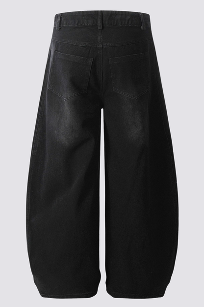 Carbon Fade Stripe Barrel Jeans In Black