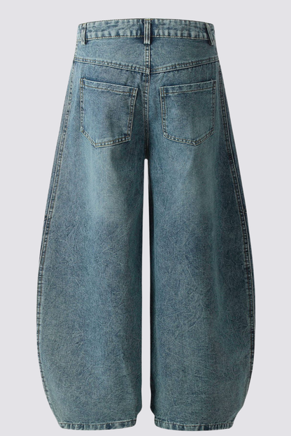 Carbon Fade Stripe Barrel Jeans In Blue