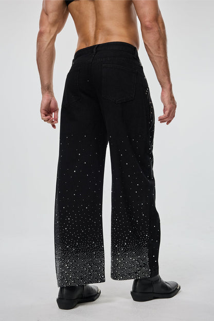 RYVK Studio Carbon Wear Rhinestone Straight Jeans