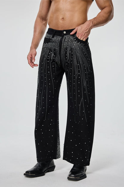 RYVK Studio Carbon Wear Rhinestone Straight Jeans