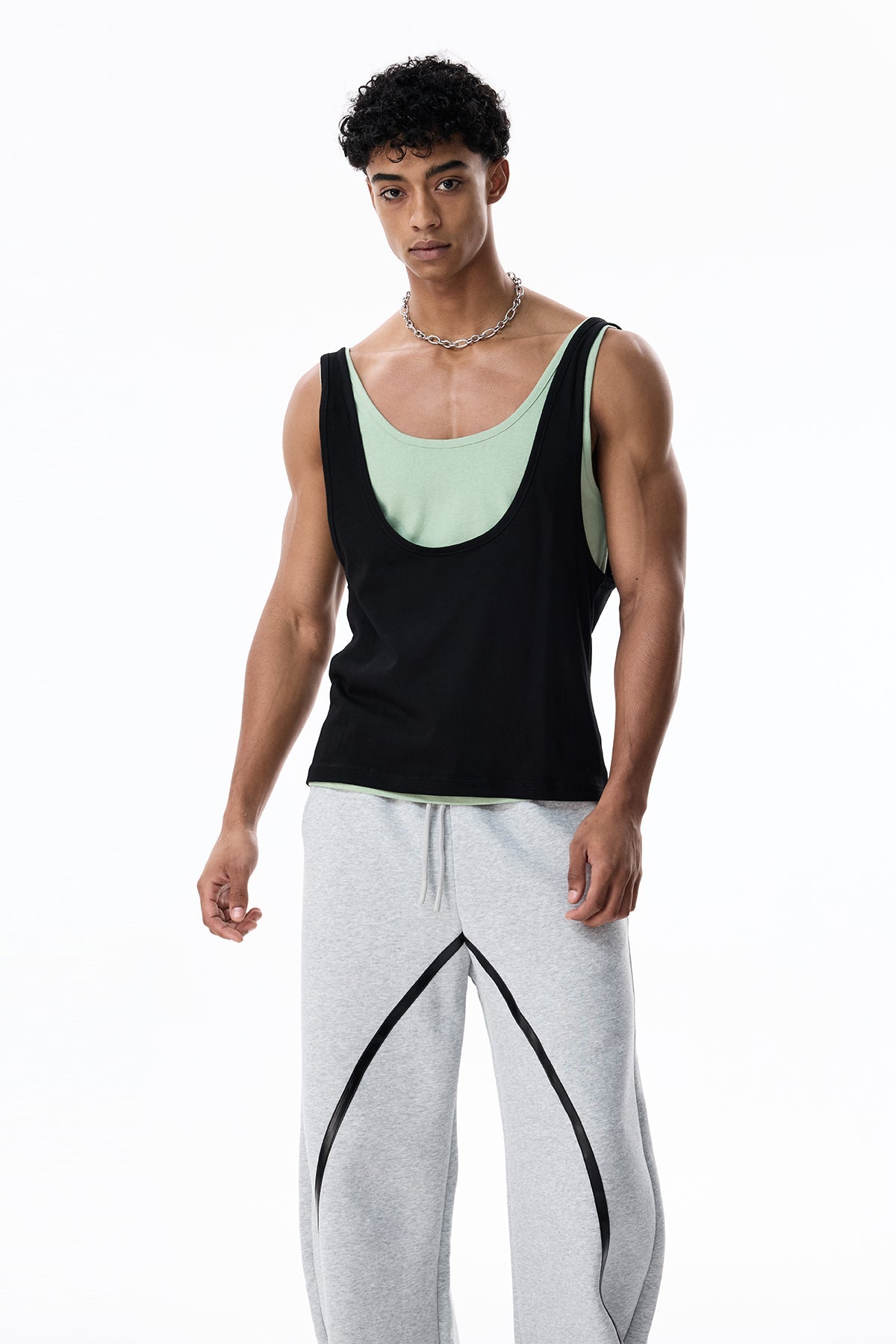 Charcoal Veil Sleeveless Top