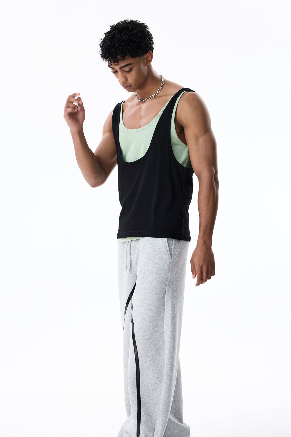 Charcoal Veil Sleeveless Top