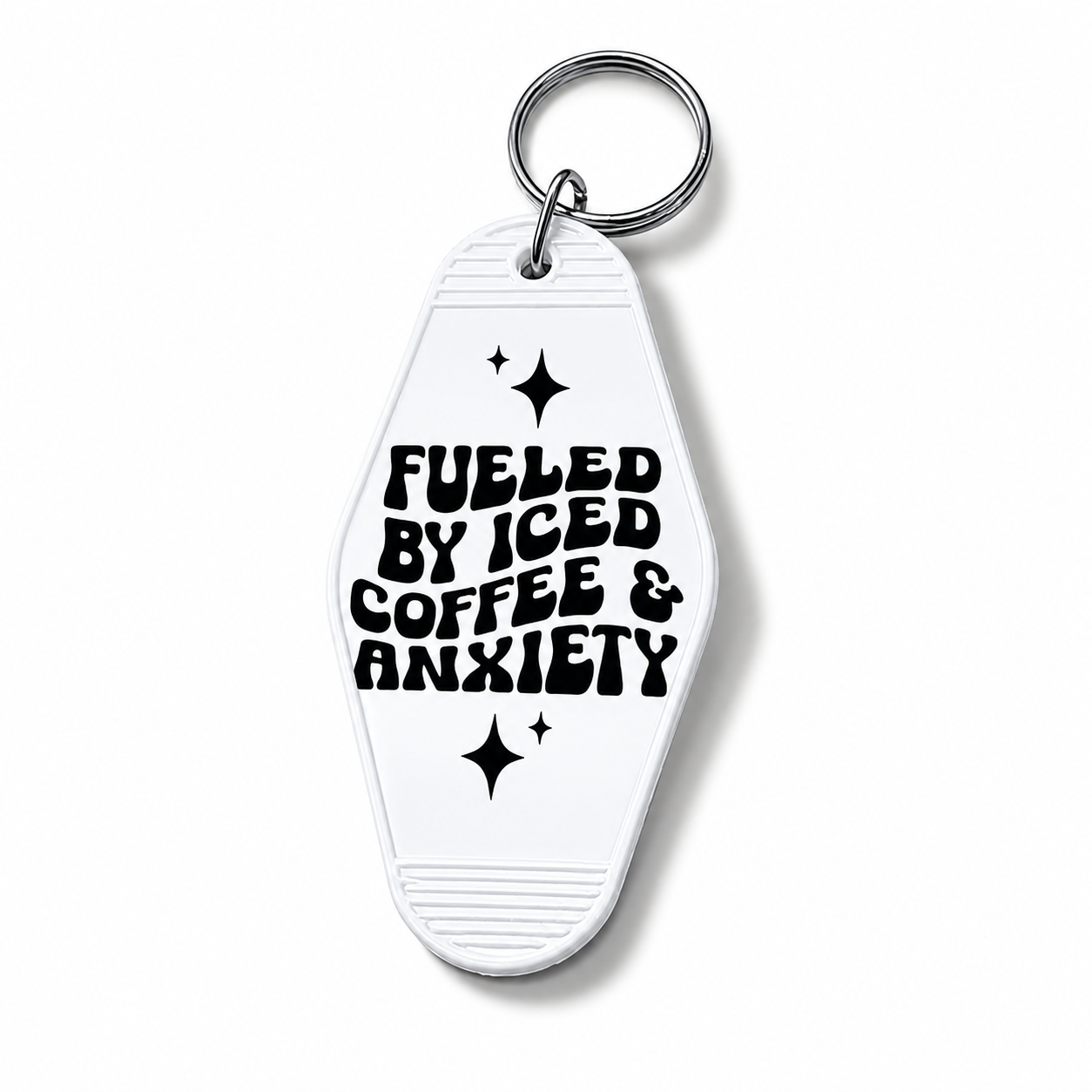 Fuelled by Iced Coffee & Anxiety | Vintage Style Hotel Keychain